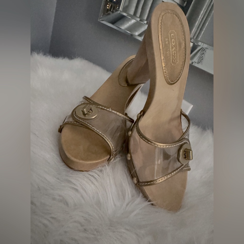 Coach wood slip on heel. Adult size 7.